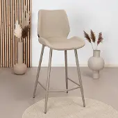 Livin24 Bronx71 Barhocker Jena taupe recycelter Stoff 69 cm