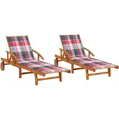 vidaXL Sonnenliegen 2 Stk. mit Auflagen Massivholz Akazie