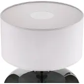 Argon Tischlampe Skien, Schirm zylindrisch weiß, Glasfuß rauchgrau