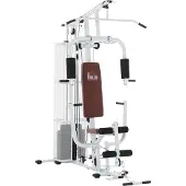 HOMCOM Gym Kraftstation Fitnessstation Multigym inkl. 45kg Gewichten Metall Weiß
