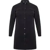 Vero moda Jeanskleid "VMSILA LS SHORT DRESS MIX GA CURVE NOOS", Damen, Gr. 54, N-Gr, Langarm, schwarz, Obermaterial: 100% Lyocell (TENCEL), figurbetont, Kleider Jeanskleid