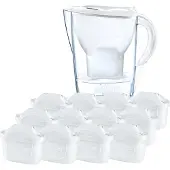 Brita Wasserfilterkanne Marella Cool 2.4L + 12 Maxtra Pro All-in-1 Wasserfilter Weiß