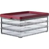Mepal Aufschnittbox omnia, 3 Schichten, Praktisch stapelbare Kühlschrankdosen, Farbe: bordeaux, Nordic berry