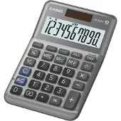 Casio Tischrechner MS-100FM, 10 Stellen, LC-Display, Steuerberechnung, Gewinnermittlung, Batterie-/Solarbetrieb, B 101 x H 148,5 mm, grau