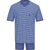 Ammann Schlafanzug "Schlafanzug kurz Men / Nightwear", Herren, Gr. 58, blau (polo), Obermaterial: 100% Baumwolle CO., Homewear-Sets Schlafanzug