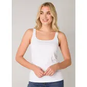 Base Level Trägertop , Damen, Gr. 38, weiß, Jersey, Obermaterial: 87% Polyamid, 13% Elasthan, unifarben, Basic, regular fit hüftbedeckend, eckiger Ausschnitt, Tops Trägertop, in Basic-Optik