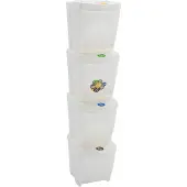 vidaXL Stapelbare Mülleimer 4 Stk. Weiß 100 L Polypropylen