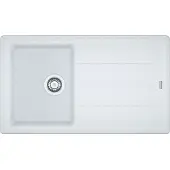Franke BFG 611-86, 860x500mm, Siebkorb als Drehknopfventil, mit rundem Ueberlauf, mit Abtropfflaeche, reversibel, Glacier
