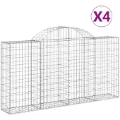 vidaXL Gabionen mit Hochbogen 4 Stk. 200x30x100/120cm Verzinktes Eisen