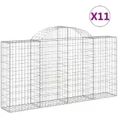 vidaXL Gabionen mit Hochbogen 11Stk. 200x30x100/120cm Verzinktes Eisen