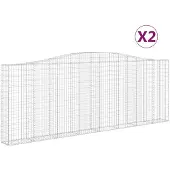 vidaXL Gabionen mit Hochbogen 2 Stk. 400x30x140/160cm Verzinktes Eisen