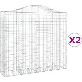 vidaXL Gabionen mit Hochbogen 2 Stk. 200x50x180/200cm Verzinktes Eisen