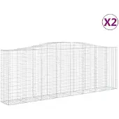 vidaXL Gabionen mit Hochbogen 2 Stk. 400x50x140/160cm Verzinktes Eisen
