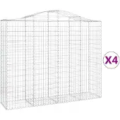 vidaXL Gabionen mit Hochbogen 4 Stk. 200x50x160/180cm Verzinktes Eisen