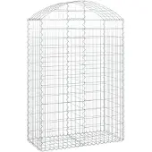 vidaXL Gabione mit Hochbogen 100x50x140/160 cm Verzinktes Eisen