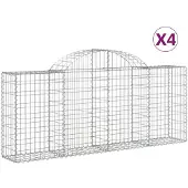 vidaXL Gabionen mit Hochbogen 4 Stk. 200x30x80/100 cm Verzinktes Eisen