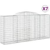vidaXL Gabionen mit Hochbogen 7 Stk. 300x50x140/160cm Verzinktes Eisen