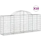 vidaXL Gabionen mit Hochbogen 10 Stk. 200x30x80/100cm Verzinktes Eisen
