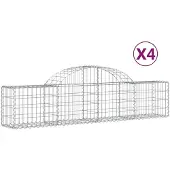 vidaXL Gabionen mit Hochbogen 4 Stk. 200x30x40/60 cm Verzinktes Eisen