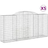 vidaXL Gabionen mit Hochbogen 5 Stk. 300x50x140/160cm Verzinktes Eisen
