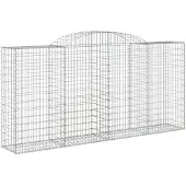 vidaXL Gabione mit Hochbogen 300x50x140/160 cm Verzinktes Eisen