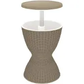 vidaXL 3 in 1 Tisch mit Eiskühler Hellbraun Polypropylen - Tisch Mit Eiskühler - Tische Mit Eiskühler - Tisch Mit Kühlfunktion - Tisch Mit Getränkekühler