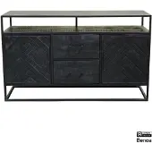 Benoa Sideboard Jax aus Metall und Mangoholz 150cm - Schwarz