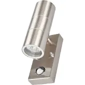 LINDBY Außenwandleuchte Eyrin, Höhe 22 cm, Edelstahl, Sensor