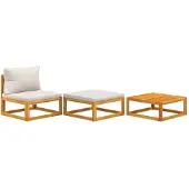 vidaXL 3-tlg. Garten-Lounge-Set mit Kissen Massivholz Akazie