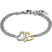 Lotus Armband "Essentials - Herzen", gold (edelstahlfarben, gelbgoldfarben, kristallweiß, kristallweiß), Armbänder, Damen, 20,5cm, Edelstahl, Armband, mit Glasstein