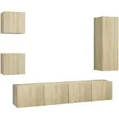 vidaXL 5-tlg. TV-Schrank-Sets Sonoma-Eiche Holzwerkstoff