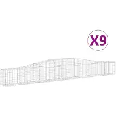 vidaXL Gabionen mit Hochbogen 9 Stk. 400x30x40/60 cm Verzinktes Eisen