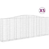 vidaXL Gabionen mit Hochbogen 5 Stk. 400x30x140/160cm Verzinktes Eisen