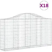 vidaXL Gabionen mit Hochbogen 18Stk. 200x30x100/120cm Verzinktes Eisen