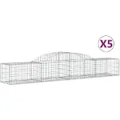 vidaXL Gabionen mit Hochbogen 5 Stk. 300x50x40/60 cm Verzinktes Eisen