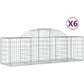 vidaXL Gabionen mit Hochbogen 6 Stk. 200x50x60/80 cm Verzinktes Eisen