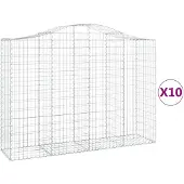vidaXL Gabionen mit Hochbogen 10Stk. 200x50x140/160cm Verzinktes Eisen