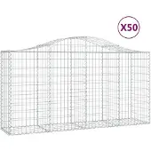 vidaXL Gabionen mit Hochbogen 50 Stk 200x50x100/120cm Verzinktes Eisen