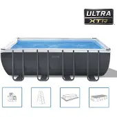Intex 26356GN, Gerahmter Pool, Erwachsener & Kind, Leiter, Grau, 129,4 kg