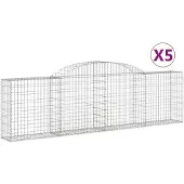 vidaXL Gabionen mit Hochbogen 5 Stk. 300x30x80/100 cm Verzinktes Eisen