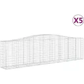 vidaXL Gabionen mit Hochbogen 5 Stk. 400x50x100/120cm Verzinktes Eisen