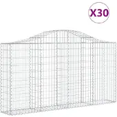 vidaXL Gabionen mit Hochbogen 30Stk. 200x30x100/120cm Verzinktes Eisen