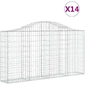 vidaXL Gabionen mit Hochbogen 14Stk. 200x30x100/120cm Verzinktes Eisen