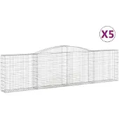 vidaXL Gabionen mit Hochbogen 5 Stk. 400x30x100/120cm Verzinktes Eisen