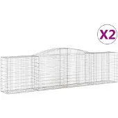 vidaXL Gabionen mit Hochbogen 2 Stk. 400x50x100/120cm Verzinktes Eisen