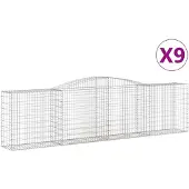 vidaXL Gabionen mit Hochbogen 9 Stk. 400x50x100/120cm Verzinktes Eisen
