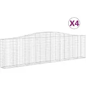 vidaXL Gabionen mit Hochbogen 4 Stk. 400x30x100/120cm Verzinktes Eisen