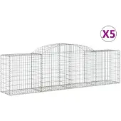 vidaXL Gabionen mit Hochbogen 5 Stk. 300x50x80/100 cm Verzinktes Eisen