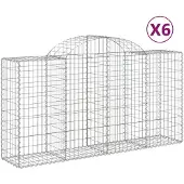 vidaXL Gabionen mit Hochbogen 6 Stk. 200x50x100/120cm Verzinktes Eisen