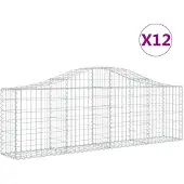 vidaXL Gabionen mit Hochbogen 12 Stk. 200x30x60/80 cm Verzinktes Eisen